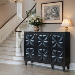 دولاب أحذية ماليزي متعدد الأغراض تصميم مودرن ومميز 3 باب لون أسود مقاس 34×95×120 سم