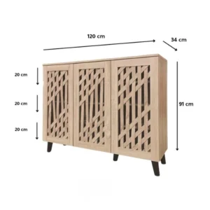 دولاب أحذية ماليزي  متعدد الأغراض تصميم كلاسيكي 3 باب لون خشبي مقاس 91×34×120 سم