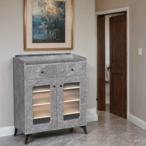 دولاب متعدد الأغراض بتصميم راقي وحديث 2 باب لون رمادي مقاس 35×95×80 سم