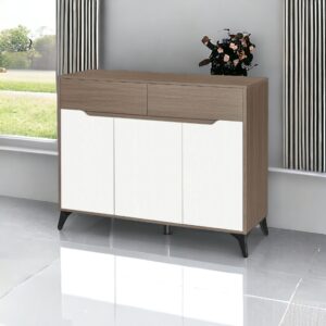 دولاب أحذية متعدد الأغراض تصميم رائع 3 باب لون ابيض ورمادي مقاس 35×95×120 سم