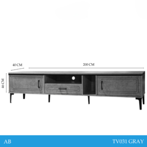 طاوله تلفزيون بلازما تصميم فريد مقاس 200×40×46 سم لون رمادي