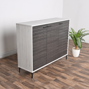 دولاب أحذية ماليزي متعدد الأغراض تصميم متميز 3 باب لون بني و رمادي مقاس 35×95×100 سم