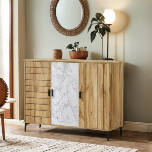 دولاب أحذية ماليزي متعدد الأغراض تصميم متميز 3 باب لون ابيض وخشبي مقاس 35×95×120 سم