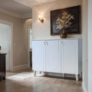 دولاب أحذية ماليزي متعدد الأغراض تصميم فاخر 3 باب لون أبيض مقاس 35×95×120 سم