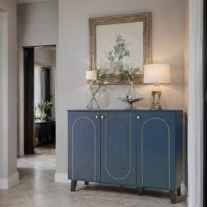 دولاب أحذية ماليزي متعدد الأغراض تصميم فاخر 3 باب لون أزرق مقاس 35×95×120 سم