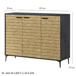 دولاب أحذية ماليزي متعدد الأغراض تصميم اعتمادي 3 باب لون رمادي وخشبي مقاس 35×95×120 سم