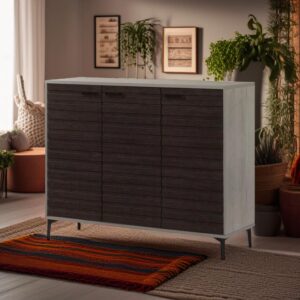 دولاب أحذية ماليزي متعدد الأغراض تصميم متميز 3 باب لون بني و رمادي مقاس 35×95×120 سم