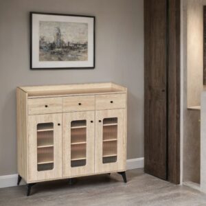 دولاب متعدد الأغراض بتصميم راقي وحديث 3 باب لون خشبي مقاس 35×95×100 سم