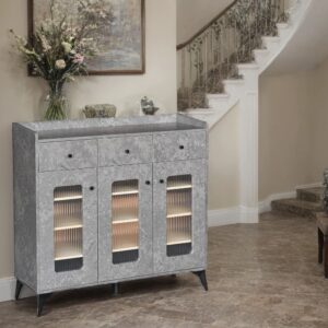 دولاب متعدد الأغراض بتصميم راقي وحديث 3 باب لون رمادي مقاس 35×95×100 سم