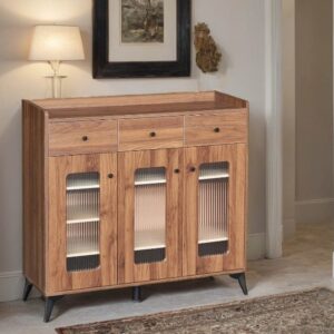 دولاب متعدد الأغراض بتصميم راقي وحديث 3 باب لون بني مقاس 35×95×100 سم