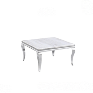 طاولة خدمة وسط استيل ورخام فاخرة بتصميم مربع عصري لون فضي