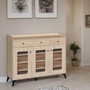 دولاب متعدد الأغراض بتصميم راقي وحديث 3 باب لون خشبي مقاس 35×95×120 سم