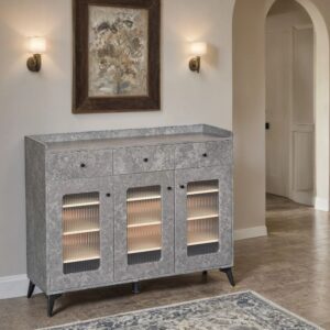 دولاب متعدد الأغراض بتصميم راقي وحديث 3 باب لون رمادي مقاس 35×95×120 سم