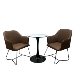 طقم طاولة شاي - 2 كرسي انيقة  - بني