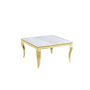 طاولة خدمة وسط استيل ورخام فاخرة بتصميم مربع عصري لون ذهبي