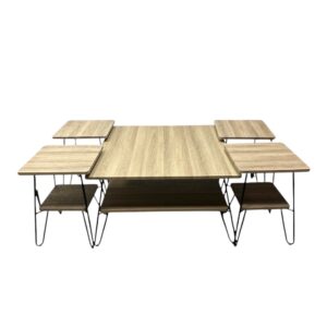 طقم طاولات قهوة خشب 5 قطع مصمم بدقة وأناقة - خشبي