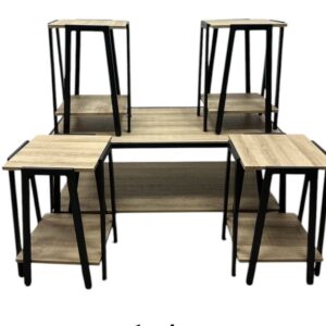 طقم طاولات شاي خشب 5 قطع - خشبي