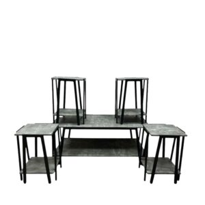 طقم طاولات شاي خشب 5 قطع - رمادي