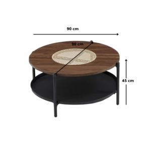 طقم طاولات شاي تصميم دائري فاخر من الخشب 4 قطع +1 لون بني غامق