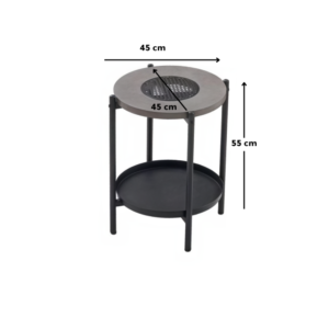 طقم طاولات شاي تصميم دائري فاخر من الخشب 4 قطع +1 لون رمادي