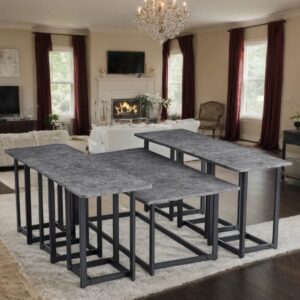 طقم طاولات شاي عصري ومميز 6 قطع+1 لون رمادي