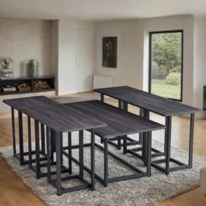 طقم طاولات شاي عصري ومميز 6 قطع+1 لون رمادي غامق