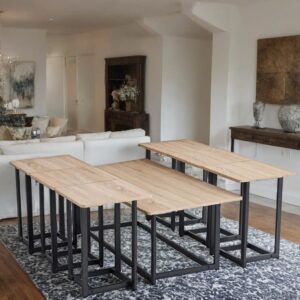 طقم طاولات شاي عصري ومميز 6 قطع+1 لون خشبي فاتح