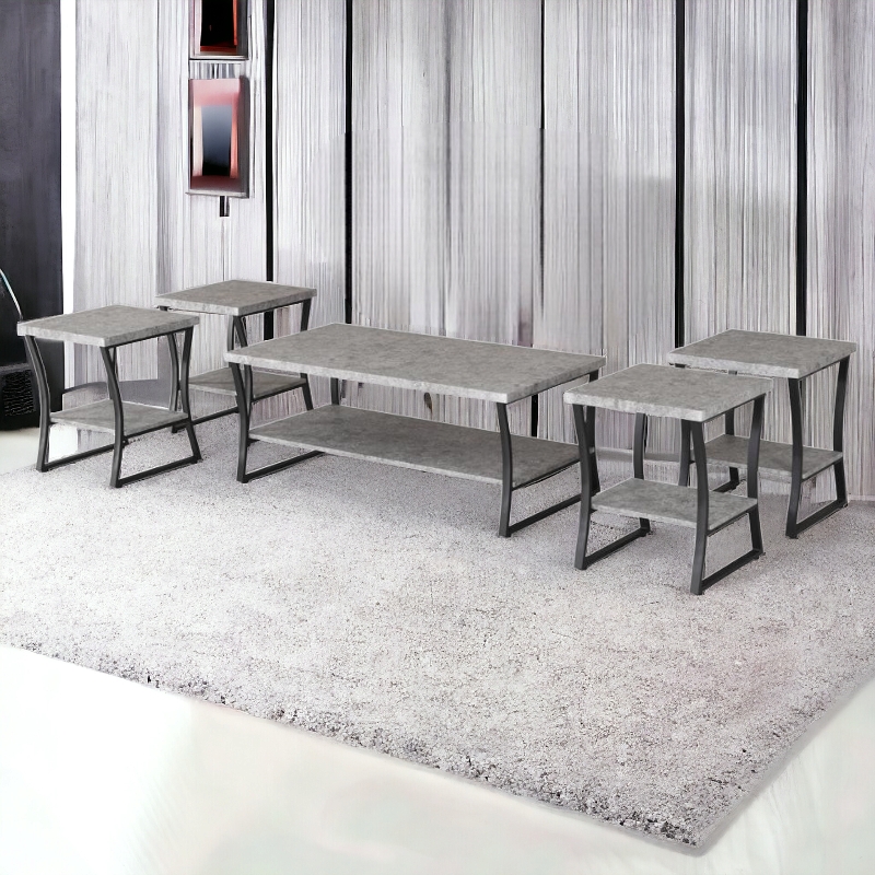 طقم طاولات شاي تصميم مستطيل أنيق من الخشب 4 قطع +1 لون رمادي 1 طقم طاولات شاي تصميم مستطيل أنيق من الخشب 4 قطع +1 لون رمادي