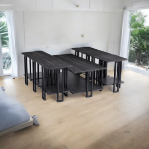 طقم طاولات شاي عصري وعملي 6 قطع+1 لون رمادي غامق