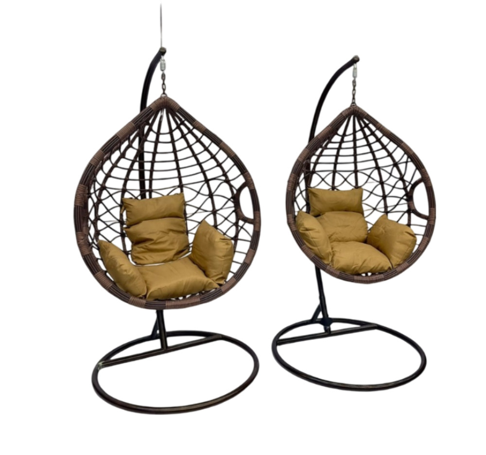 طقم كراسي مرجيحة متميز - لون بني 1 طقم كراسي مرجيحة متميز - لون بني