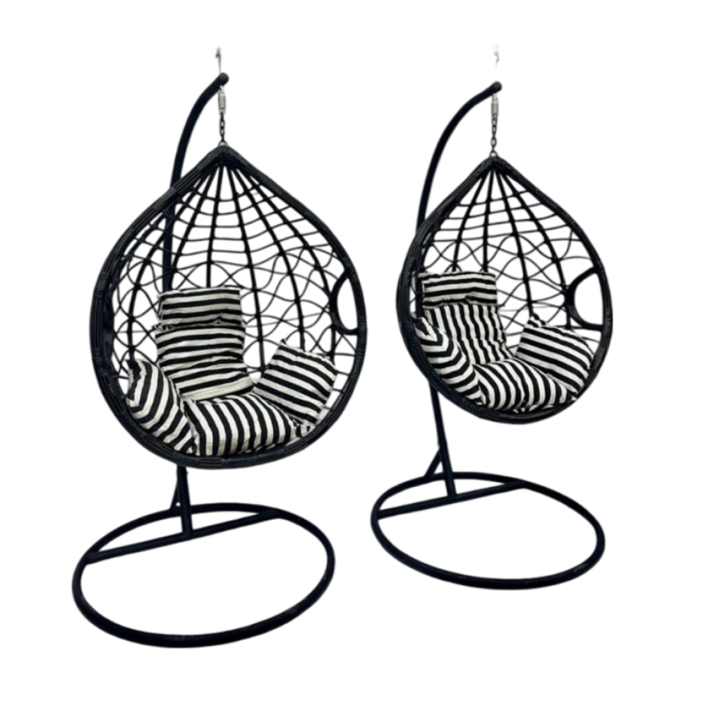 طقم كراسي مرجيحة متميز - لون اسود 1 طقم كراسي مرجيحة متميز - لون اسود