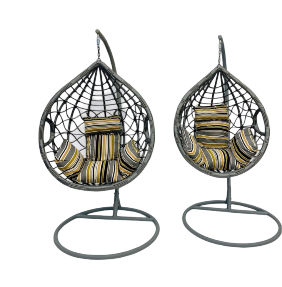 طقم كراسي مرجيحة أنيق وعصري - لون رمادي 1 طقم كراسي مرجيحة أنيق وعصري - لون رمادي