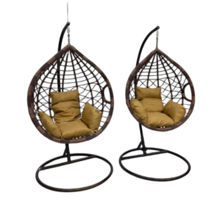 طقم كراسي مرجيحة أنيق وعصري - لون بني