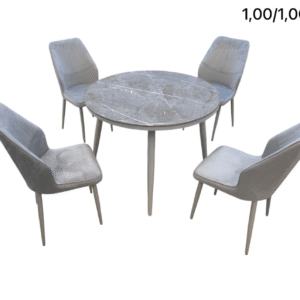 طقم طاولة طعام دائري رخام مع 4 كراسي