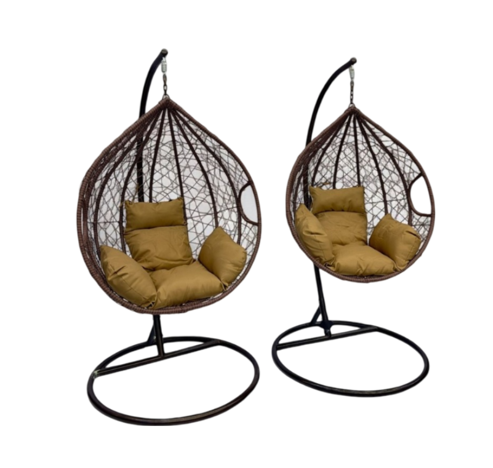 طقم كراسي مرجيحة عصري - لون بني 1 طقم كراسي مرجيحة عصري - لون بني