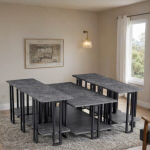 طقم طاولات شاي عصري وعملي 6 قطع+1 لون رمادي