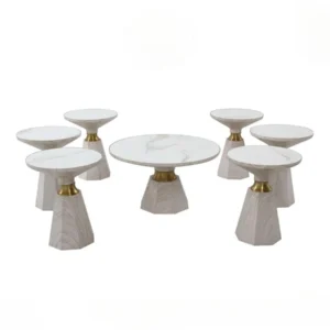 طقم طاولات شاي سيراميك 6 قطع +1 لون ذهبي