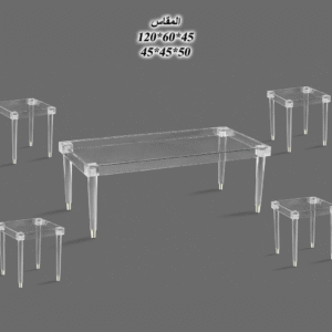 طقم طاولات شاي مربعة مصنوعة من الأكريليك الشفاف