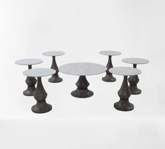 طقم طاولات شاي سيراميك 6 قطع +1 لون خشبي 1 طقم طاولات شاي سيراميك 6 قطع +1 لون خشبي