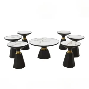 طقم طاولات شاي سيراميك 6 قطع +1 لون ذهبي و اسود